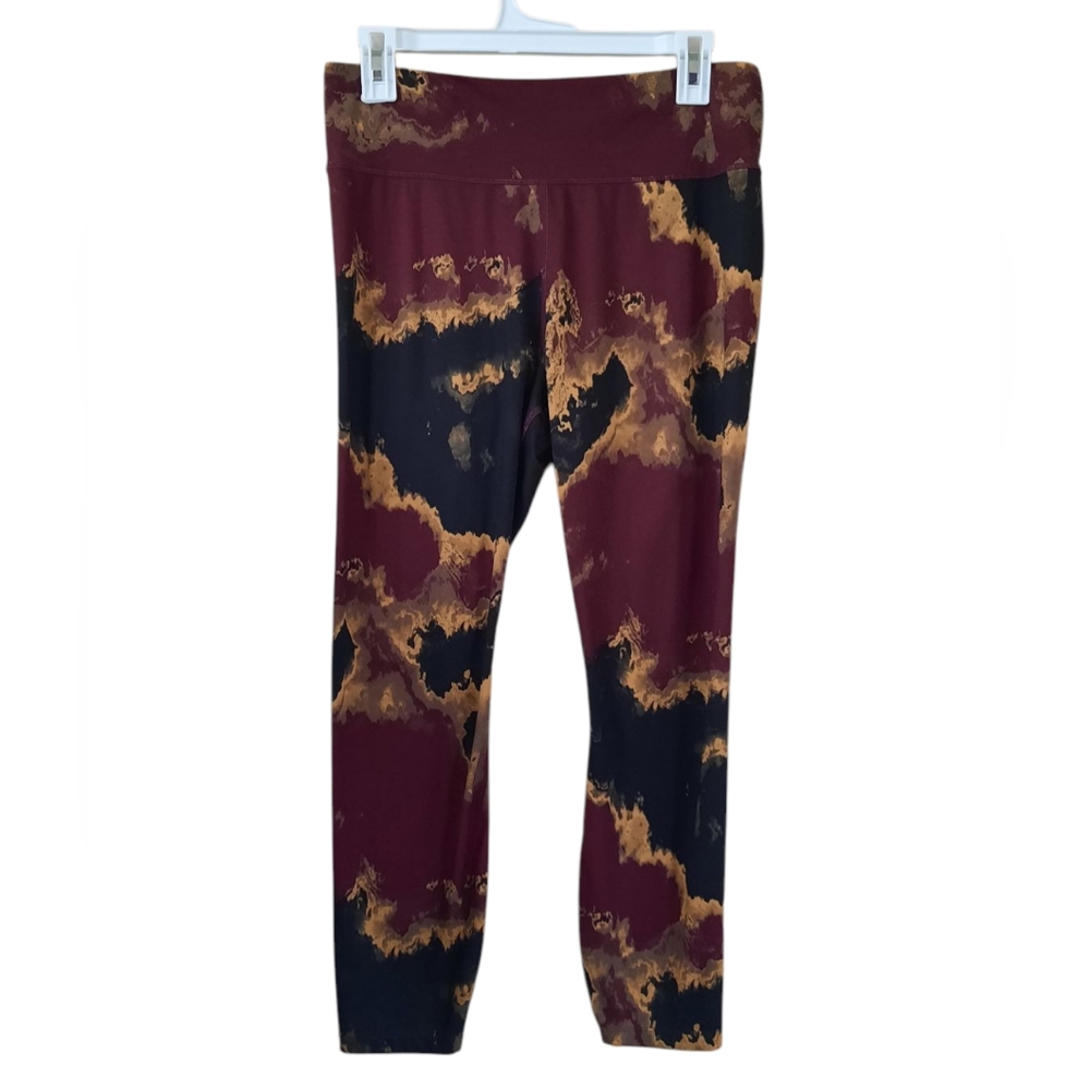 Joylab Maroon Burgundy Black Gold Marble Leggings